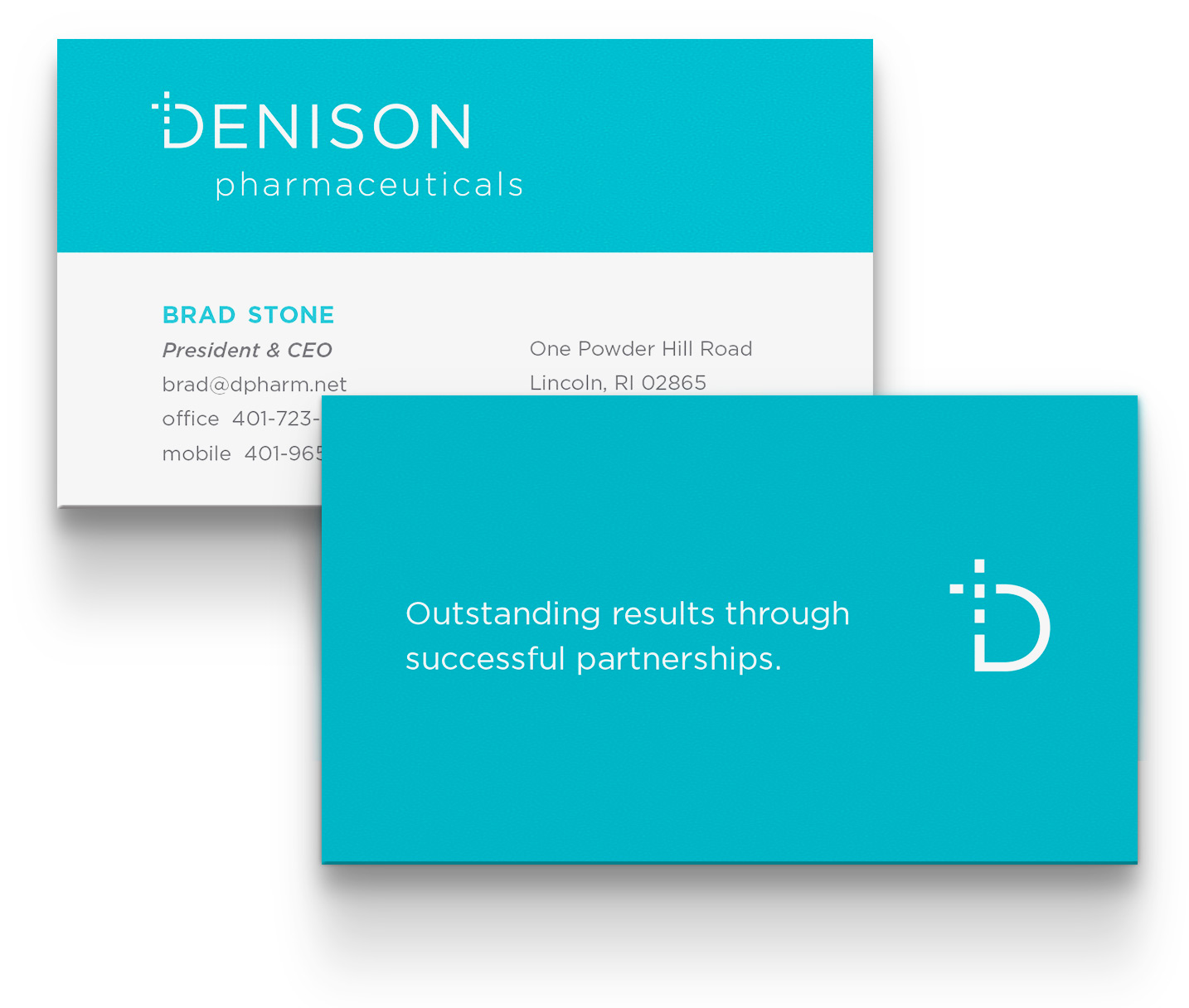 business card design: Denison Pharmaceuticals, Lincoln, RI