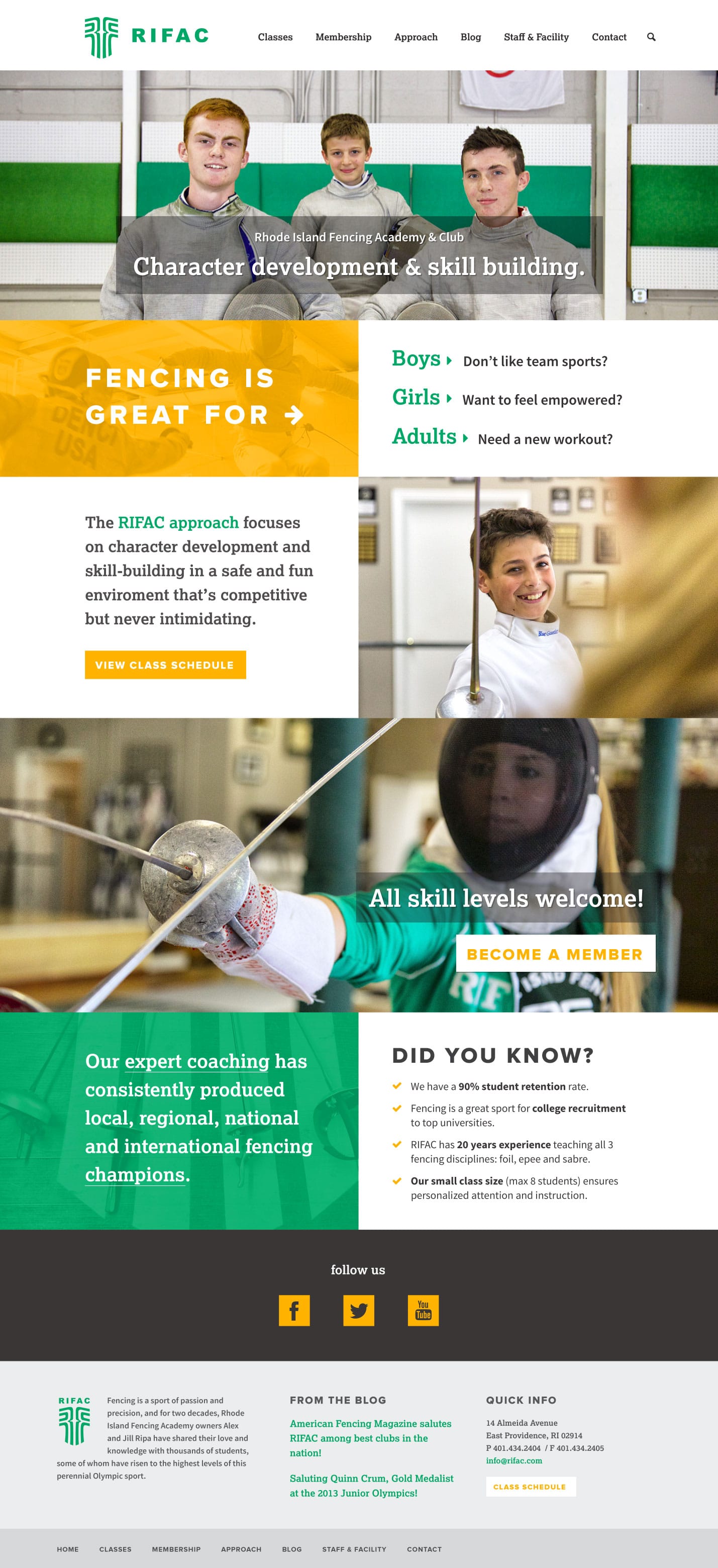 web design: Rhode Island Fencing Academy