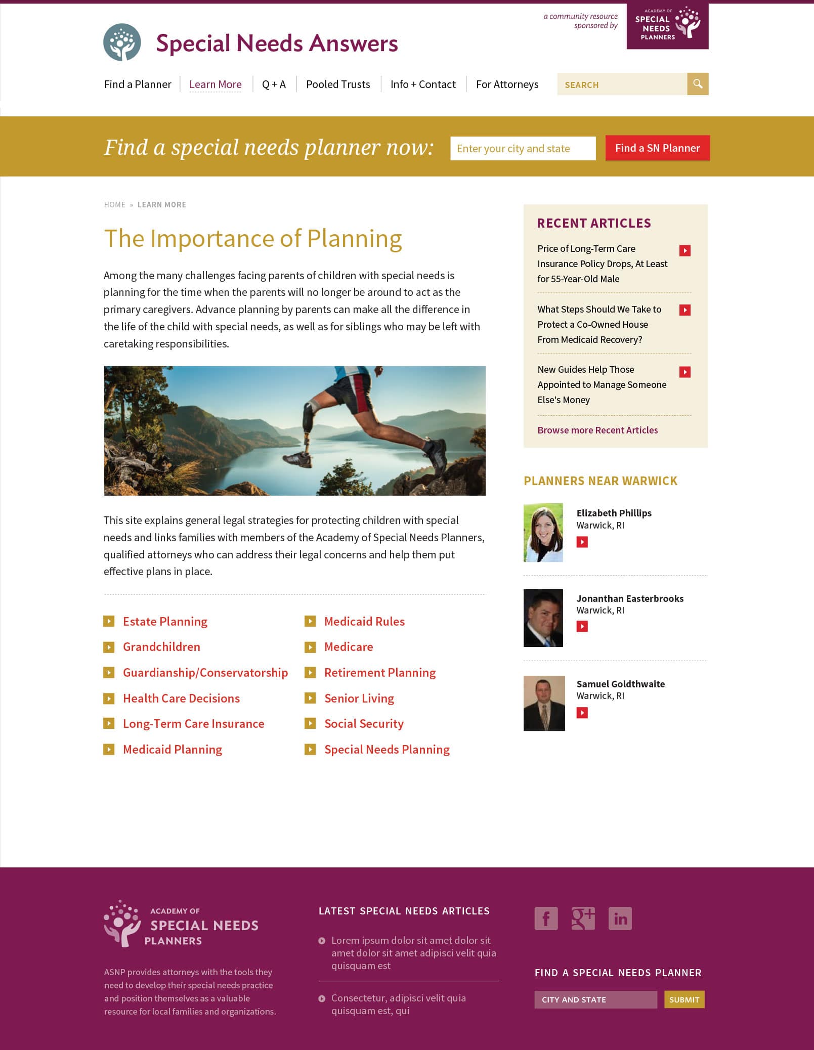 web design for Providence special needs client