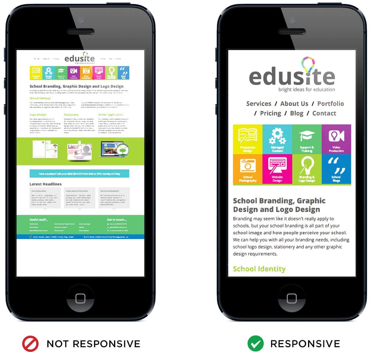 Mobile web responsive example